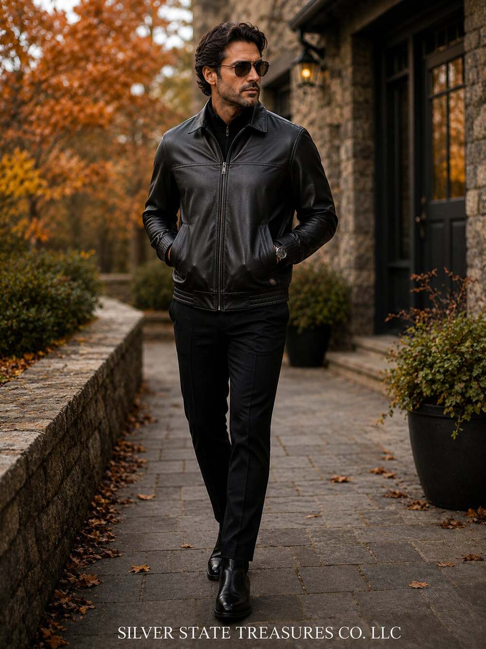 Dashua Men's Black Real Leather Bomber Jacket Size 4XL